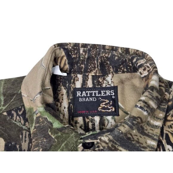 VTG Rattlers Brand Chamois Realtree Camo Shirt Men's Medium Hunting Button Up - Picture 3 of 10